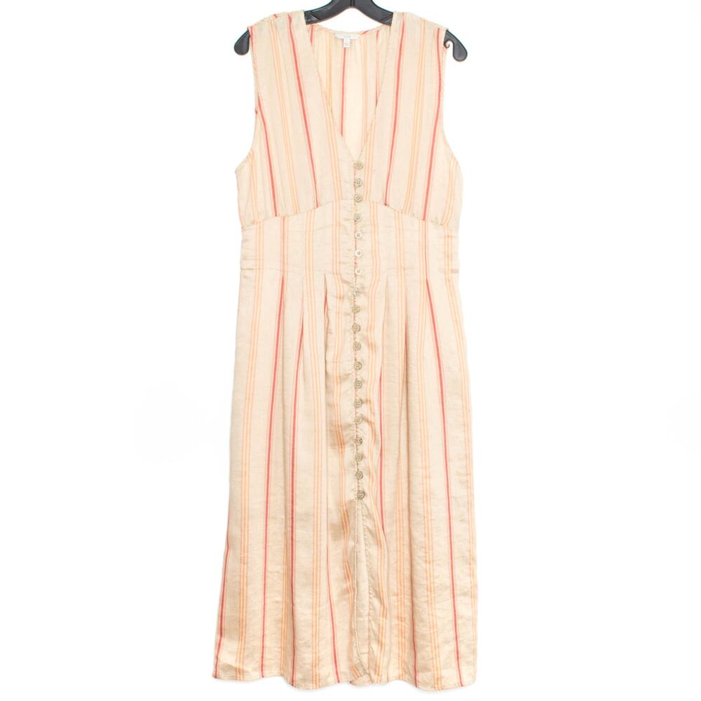 Joie Shirtdress Valari Linen Boho Feminine Minimalist Coastal Midi Stripe Large